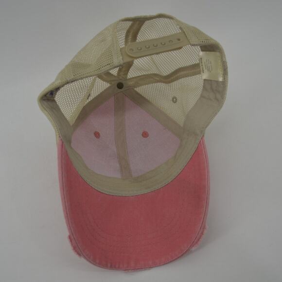 Adams Salty Coral Tan Baseball Distressed Trucker Hat OS - Picture 4 of 11